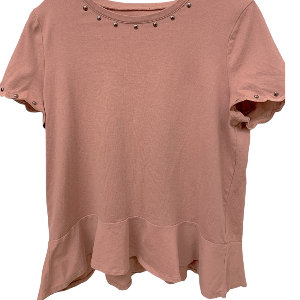 Kate Spade Broome Street Embellished Stud Peplum Tee in Faded Peony Size Medium